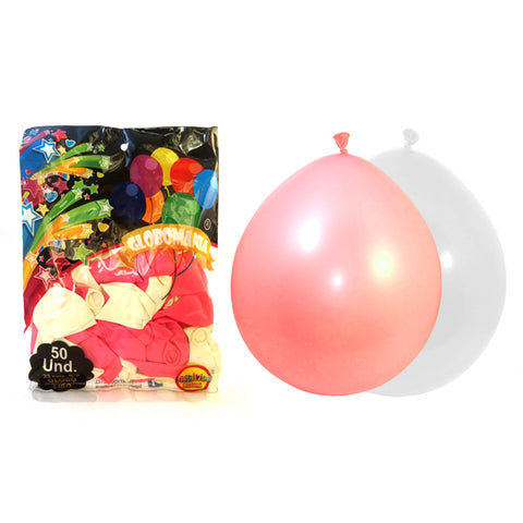 Globo 09 Standard A Blanco/rosado X 50