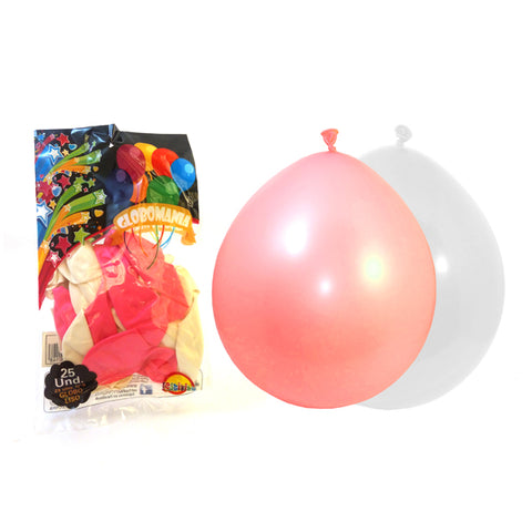 Globo 09 Standard B Blanco/rosado X 25
