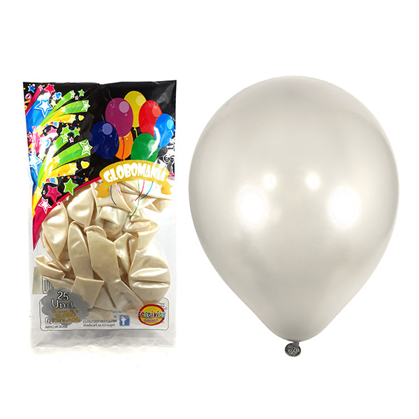 Globo 09 Standard Metal Blanco X 25