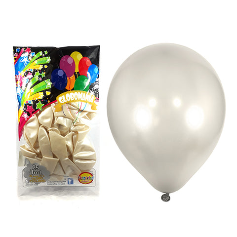 Globo 09 Standard Metal Blanco X 25