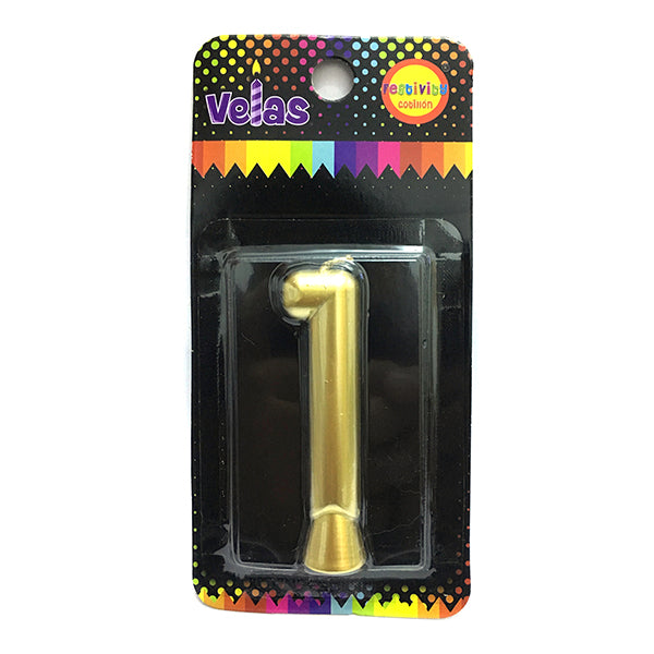 Vela Numeral Dorada Nº 1 x1 uni