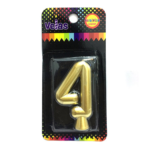 Vela Numeral Dorada Nº 4 x1 uni