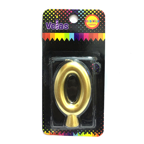 Vela Numeral Dorada Nº 0 x1 uni