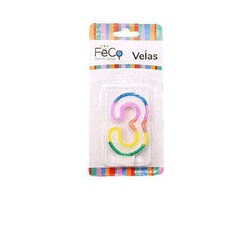 Vela Num Glitter Nº 3