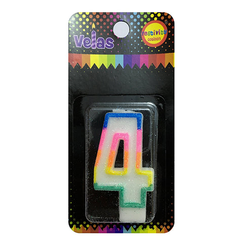 Vela Num Glitter Nº 4 x1 uni