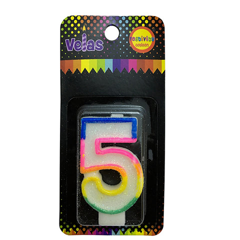 Vela Num Glitter Nº 5 x1 uni