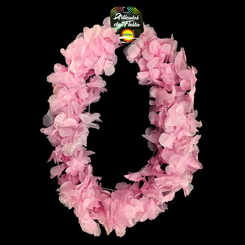 Collar Flor Liso Rosado x6