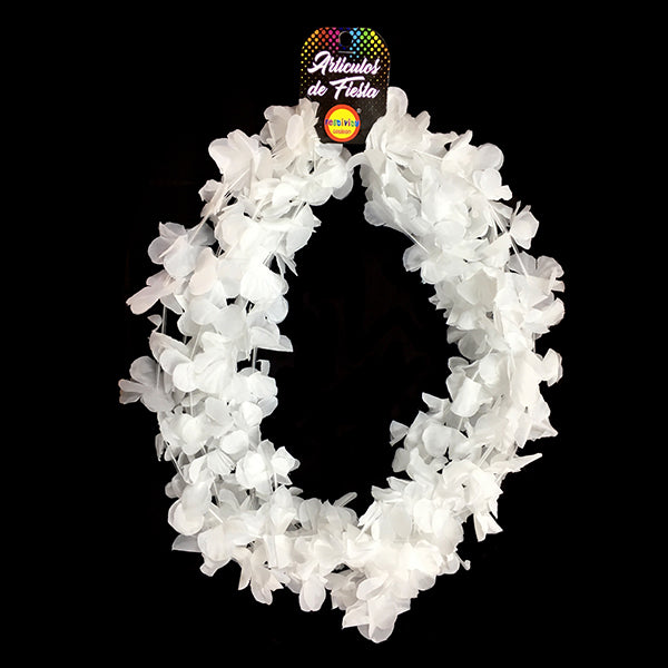 Collar Flor Liso Blanco x6
