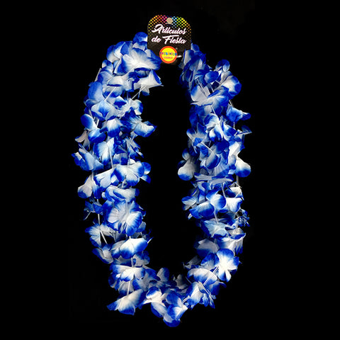 Collar Flor Azul/blanco x6