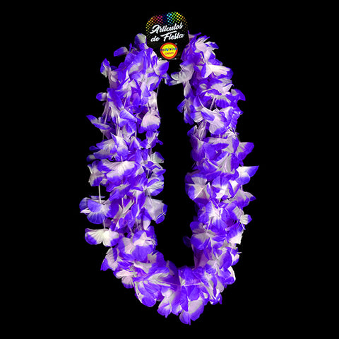 Collar Flor Morado/blanco x6