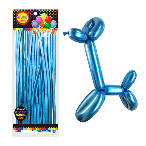 Globo Figura Chrome Azul X25