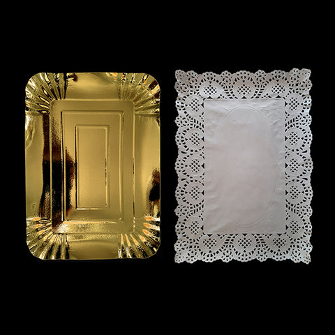 Bandeja Rectangular Blonda 25x35 Dorado x1 uni
