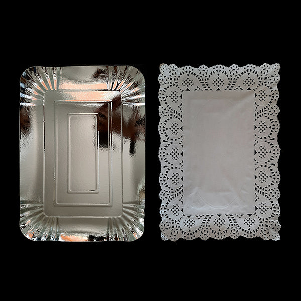 Bandeja Rectangular Blonda 25x35 Plateado x1 uni