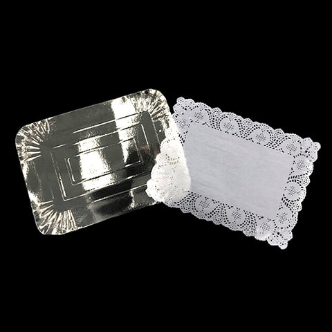 Bandeja Rectangular Blonda 29x39 Plateado x1 uni