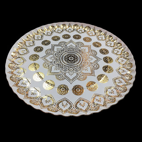 Bandeja Redonda Mandala Blanco 35cm x1 uni