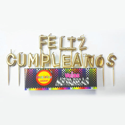 Vela Feliz Cumpleaños Dorado x1
