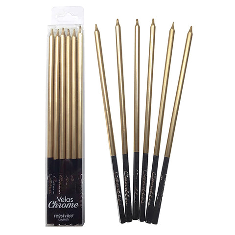 Vela Chrome Dorada x6 Pcs x1 uni