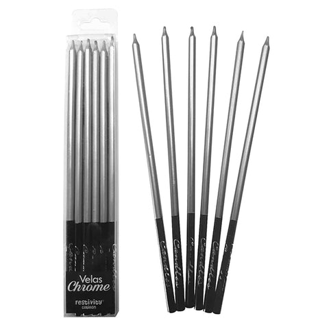 Vela Chrome Plateada x6 Pcs x1 uni