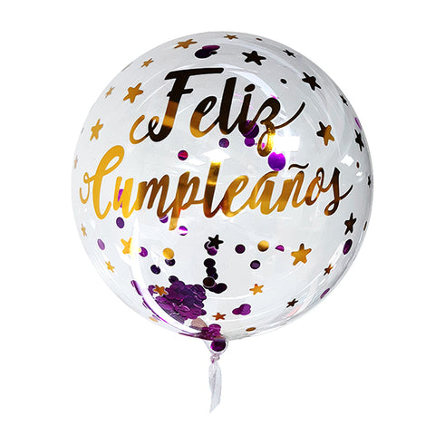 Globo Burbuja Confetti F.c. Dorado x1 uni