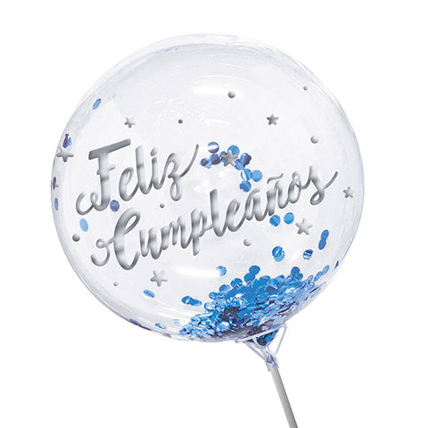 Globo Burbuja Confetti F.c. Plateado x1 uni