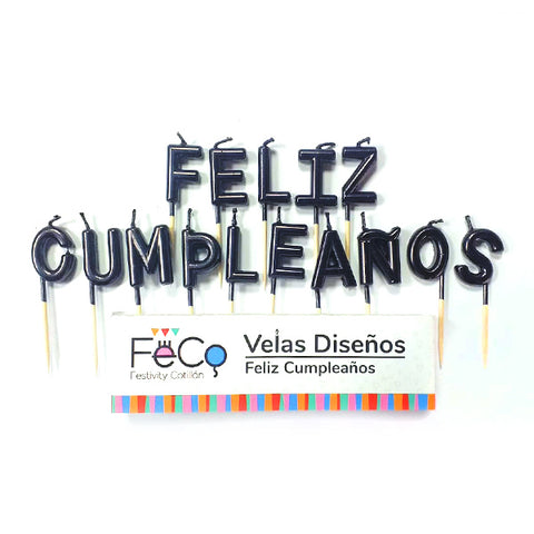 Vela Feliz Cumpleaños Negro x1