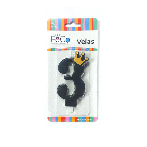 Vela Corona Numeral N° 3 x1 uni