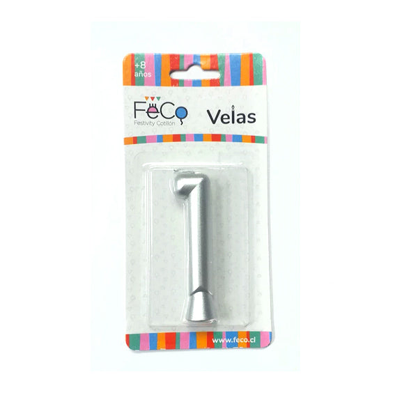 Vela Numeral Plateado Nº 1 x24 uni