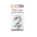 Vela Numeral Plateado Nº 2 x24 uni