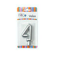 Vela Numeral Plateado Nº 4 x24 uni