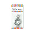 Vela Numeral Plateado Nº 6 x24 uni