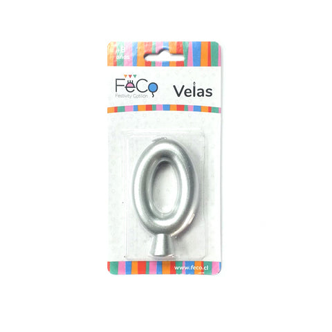 Vela Numeral Plateado Nº 0 x24 uni