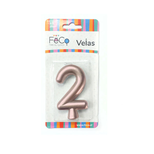 Vela Numeral Rose Gold Nº 2 x24 uni