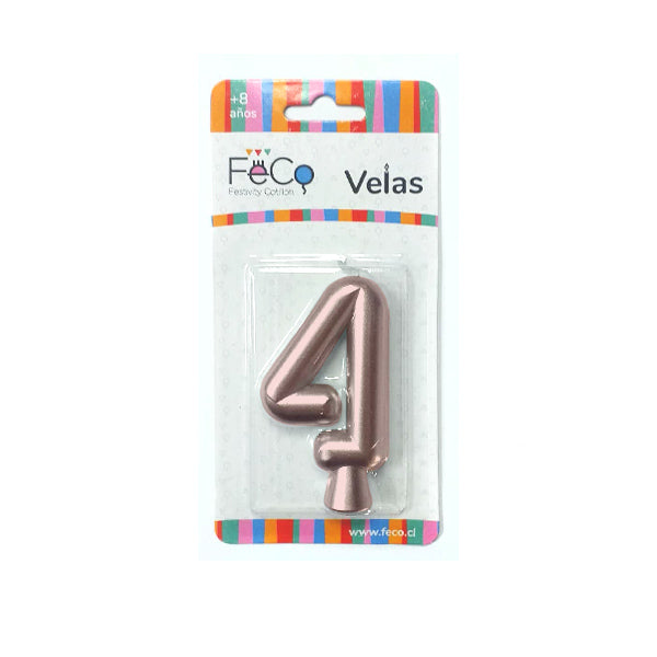 Vela Numeral Rose Gold Nº 4 x24 uni