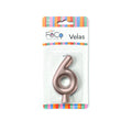 Vela Numeral Rose Gold Nº 6 x24 uni