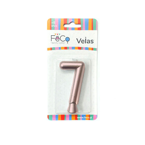Vela Numeral Rose Gold Nº 7 x24 uni