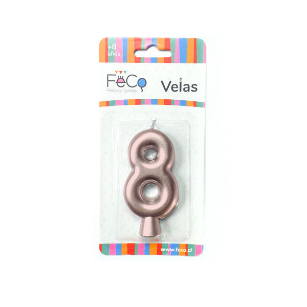 Vela Numeral Rose Gold Nº 8 x24 uni