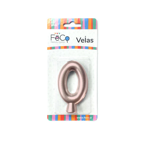 Vela Numeral Rose Gold Nº 0 x24 uni