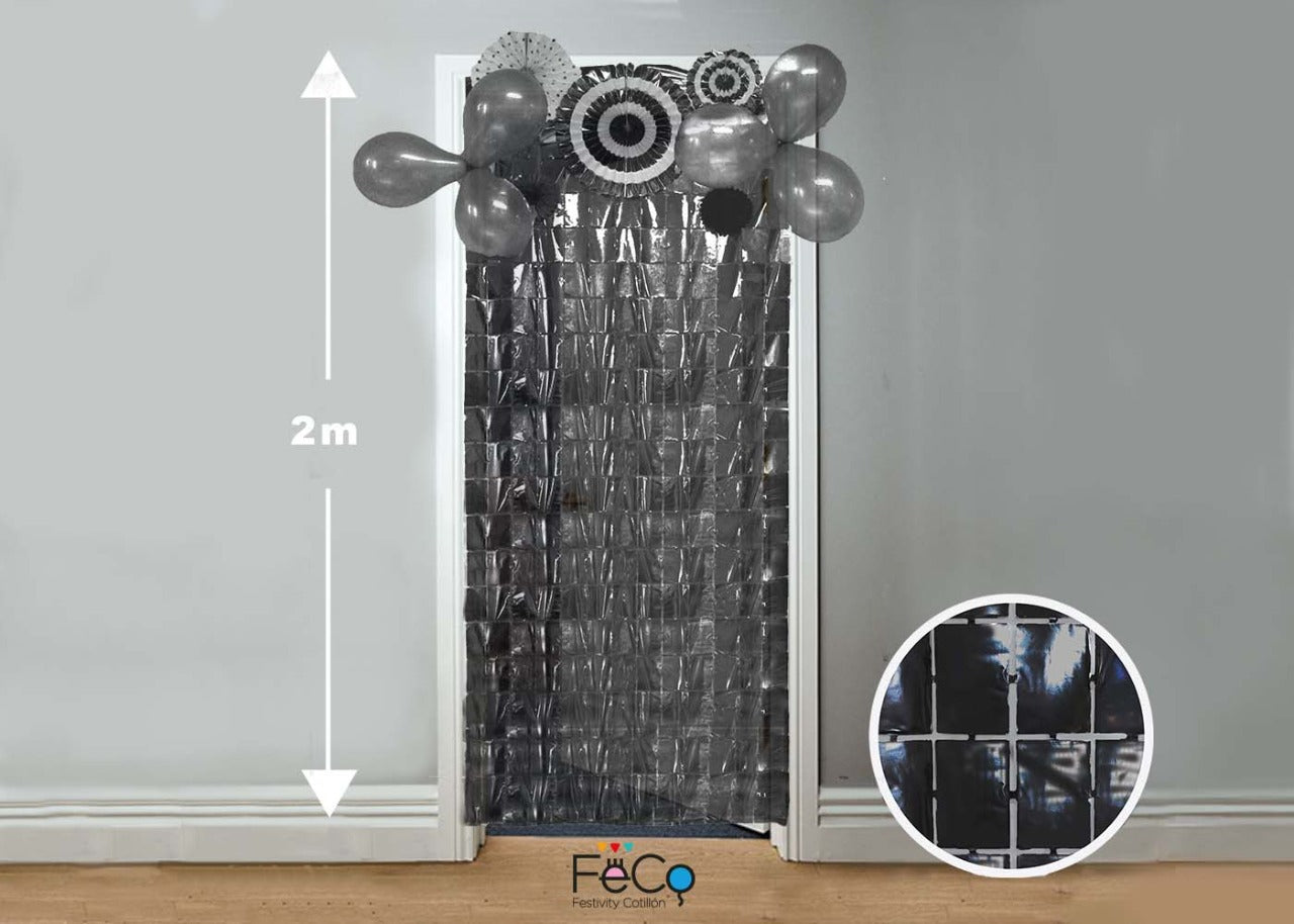 Cortina Metalica Cuadritos 1x2m Negro
