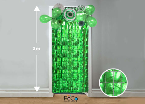 Cortina Metalica Cuadritos 1x2m Verde