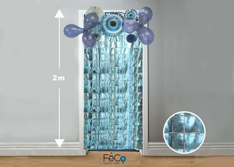 Cortina Metalica Cuadritos 1x2m Celeste