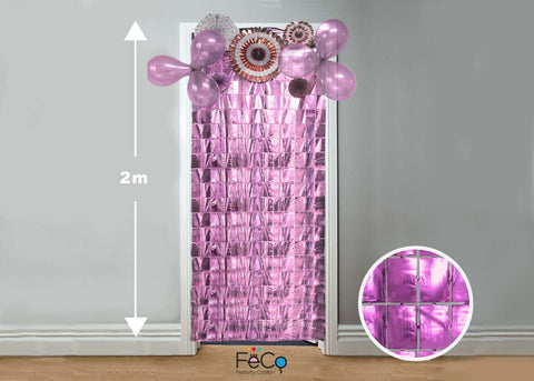 Cortina Metalica Cuadritos 1x2m Rose Gold