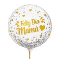 Globo Burbuja Confetti Feliz Dia Mama Dorado x1