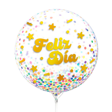 Globo Burbuja Confetti Feliz Dia x1