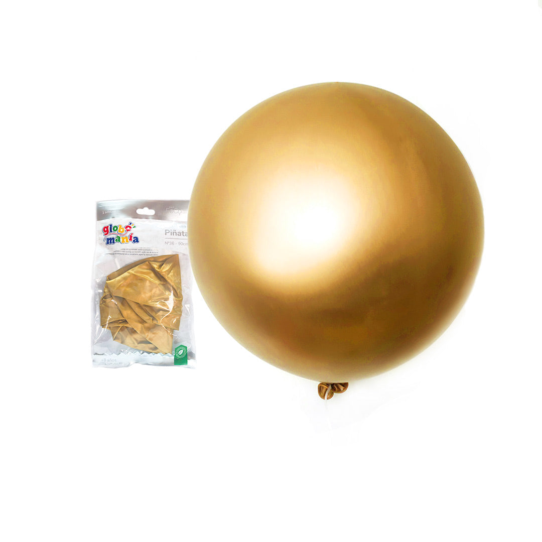 Globo Piñata R36 Chrome Dorado x1