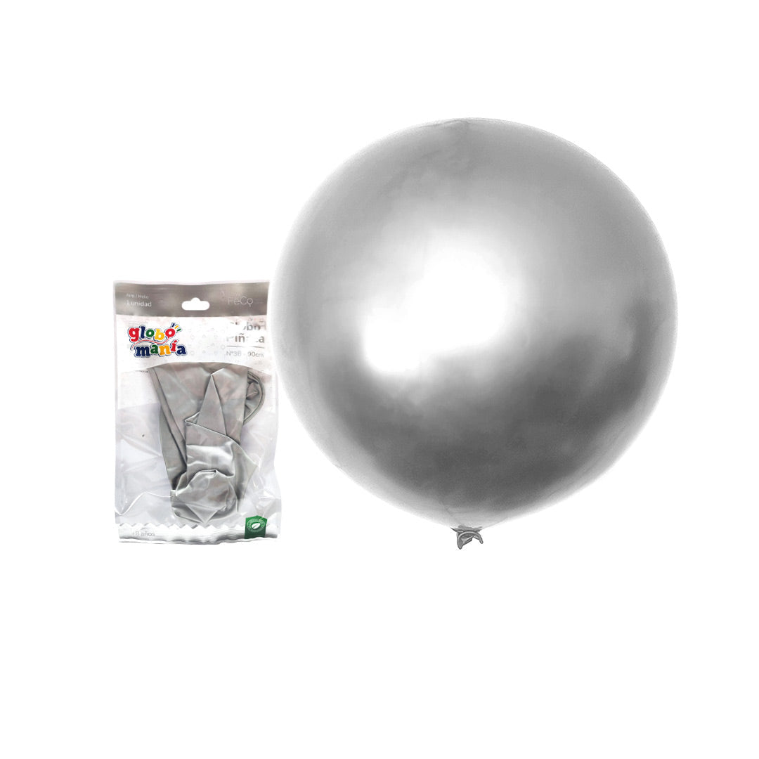 Globo Piñata R36 Chrome Plateado x1
