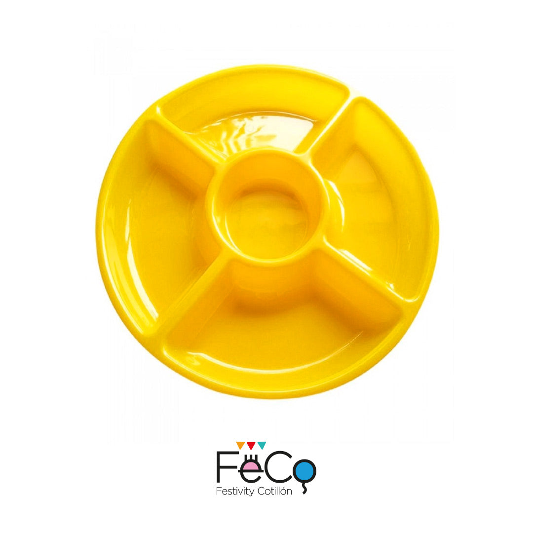 Bandeja 5 Espacios Plastico 30cm Amarillo x1