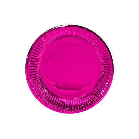 Plato Carton 7 Fucsia Metalic x6