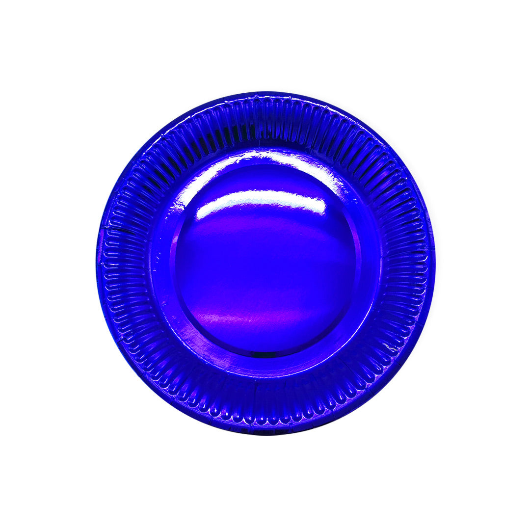 Plato Carton 7 Azul Metalic x6