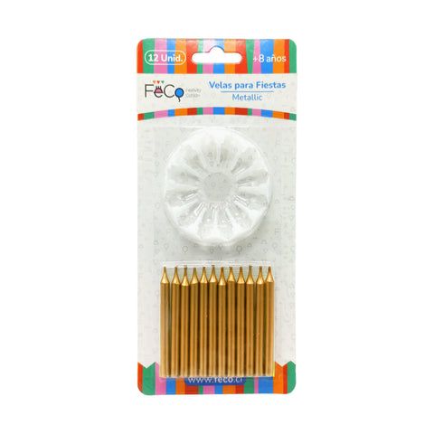 Vela Metallic Dorado x12 Pcs x24 uni