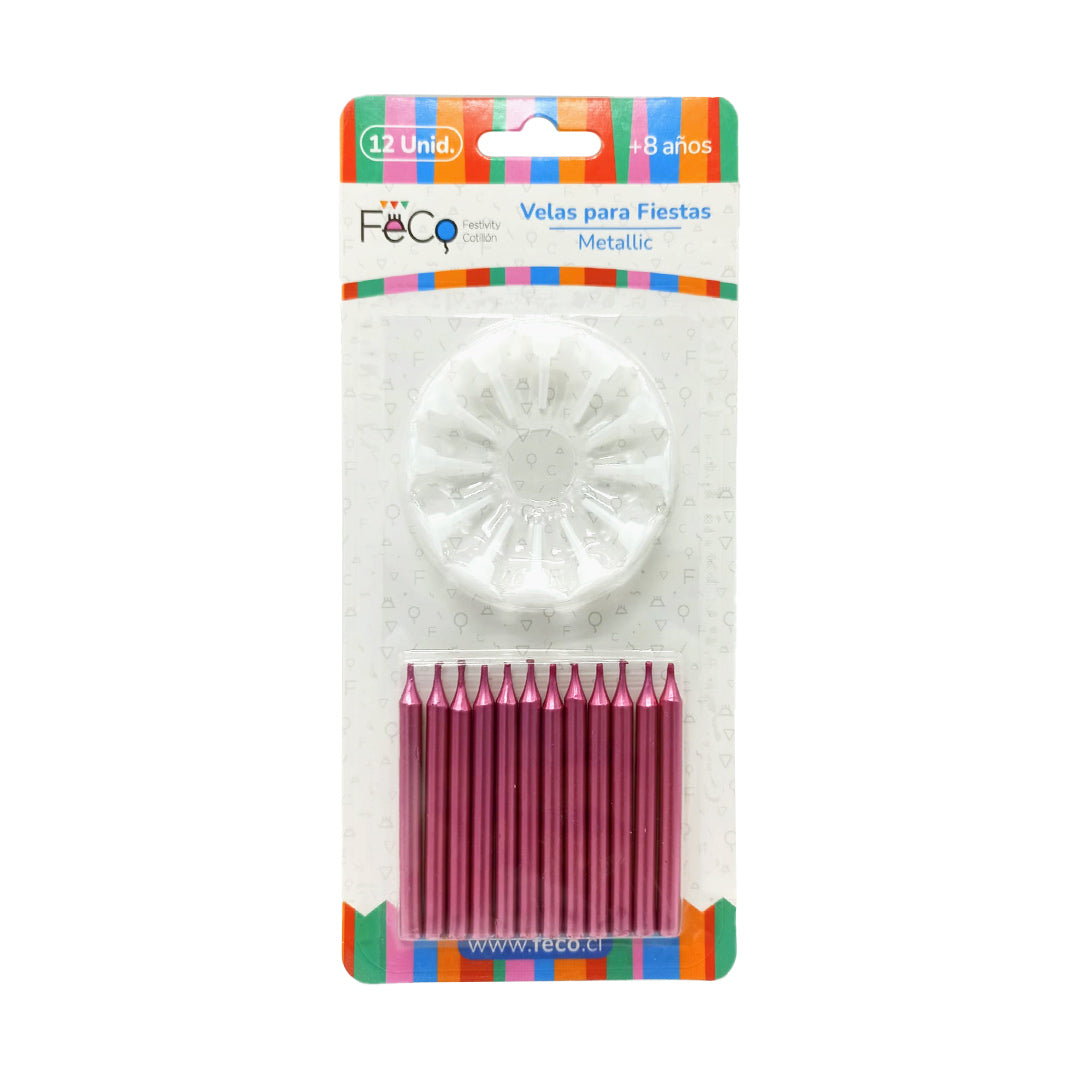 Vela Metallic Fucsia x12 Pcs x24 uni